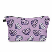 Load image into Gallery viewer, Pouch - Animal Print Heart Lavender Purple