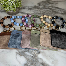 Load image into Gallery viewer, Denim Suede Bracelet Keychain & Card Holder Wallet