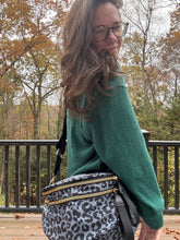 Load image into Gallery viewer, The Roni Nylon Crossbody - Animal Print Grey with Black