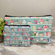 Load image into Gallery viewer, Pouch & Mini Pouch Bundled Set - Mint Floral Bookcase