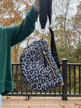 Load image into Gallery viewer, The Roni Nylon Crossbody - Animal Print Grey with Black