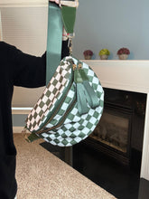 Load image into Gallery viewer, The Roni Nylon Crossbody - Checkered Dark Green - PREORDER