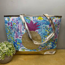 Load image into Gallery viewer, Carry All Bag - Lemon Magenta Blue with Pineapple