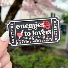 Load image into Gallery viewer, 3d Printed Shelf Trope Ticket - Enemies to Lovers Book Club