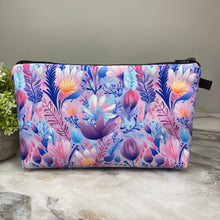 Load image into Gallery viewer, Pouch - Floral Purple Blue Watercolor