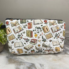 Load image into Gallery viewer, Pouch - Books, Floral Books on White