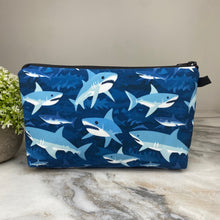 Load image into Gallery viewer, Pouch - Sharks on Blue