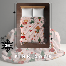 Load image into Gallery viewer, Blanket Christmas #36 - Pink Dogs - PREORDER
