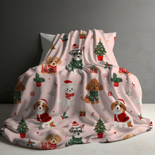Load image into Gallery viewer, Blanket Christmas #36 - Pink Dogs - PREORDER