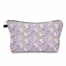 Load image into Gallery viewer, Pouch - Floral Lavender Cream Stripe