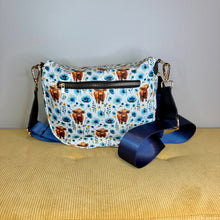 Load image into Gallery viewer, The Roni Nylon Crossbody - Highland Cow Blue Floral