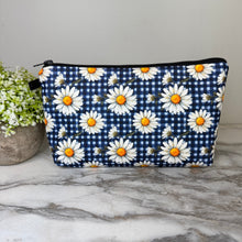 Load image into Gallery viewer, Pouch - Floral Blue Daisy Gingham