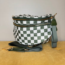Load image into Gallery viewer, The Roni Nylon Crossbody - Checkered Dark Green Olive