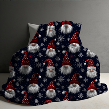 Load image into Gallery viewer, Blanket Christmas #27 - Navy Red Gnomes - PREORDER