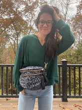 Load image into Gallery viewer, The Roni Nylon Crossbody - Animal Print Grey with Black