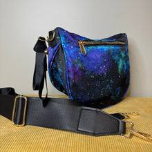 Load image into Gallery viewer, The Roni Nylon Crossbody - Blue Green Purple Galaxy