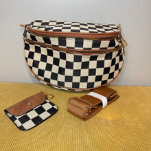 Load image into Gallery viewer, The Roni Crossbody - Canvas Tan Black Camel Check