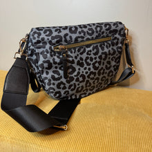 Load image into Gallery viewer, The Roni Nylon Crossbody - Animal Print Grey with Black