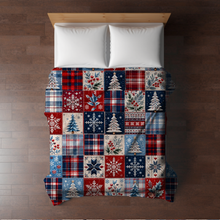Load image into Gallery viewer, Blanket Christmas #30 - Quilted Plaid Snowflake Tree - PREORDER