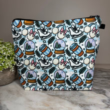 Load image into Gallery viewer, Pouch XL - Christmas Light Blue Snow Globe Ice Skate