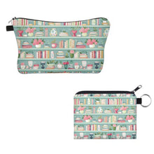 Load image into Gallery viewer, Pouch & Mini Pouch Bundled Set - Mint Floral Bookcase