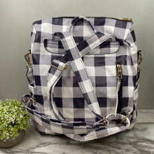Load image into Gallery viewer, Brooke Backpack - Black & White Plaid