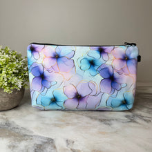 Load image into Gallery viewer, Pouch - Floral Watercolor Outline Purple Blue