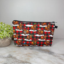 Load image into Gallery viewer, Pouch - Christmas - Highland Cow Plaid