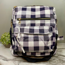 Load image into Gallery viewer, Brooke Backpack - Black & White Plaid