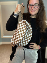 Load image into Gallery viewer, The Roni Nylon Crossbody - Checkered Chocolate - PREORDER