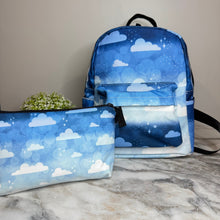 Load image into Gallery viewer, Mini Backpack & Pouch Bundled Set - Blue Ombre Cloud