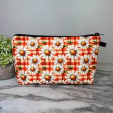 Load image into Gallery viewer, Pouch - Floral Orange Gingham Daisy