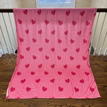 Load image into Gallery viewer, Blanket - Pink with Maroon Hearts