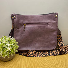 Load image into Gallery viewer, Audrey Crossbody Purse - Sunflowers on Eggplant
