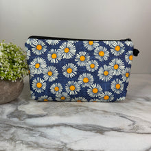 Load image into Gallery viewer, Pouch - Floral Daisy on Denim Blue