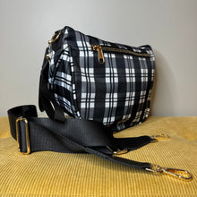 Load image into Gallery viewer, The Roni Nylon Crossbody - Black & White Plaid