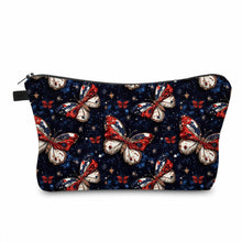 Load image into Gallery viewer, Pouch - America Red White Blue Butterfly on Black Galaxy