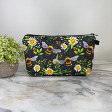 Load image into Gallery viewer, Pouch - Bees Daisy on Black