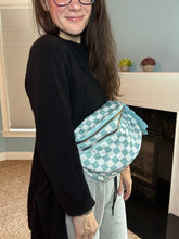 Load image into Gallery viewer, The Roni Nylon Crossbody - Checkered Aqua