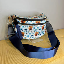 Load image into Gallery viewer, The Roni Nylon Crossbody - Highland Cow Blue Floral