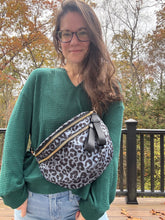 Load image into Gallery viewer, The Roni Nylon Crossbody - Animal Print Grey with Black