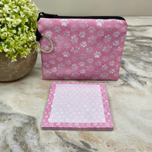 Load image into Gallery viewer, Mini Pouch & Sticky Note Bundled Set - Pink Paw Print Dog