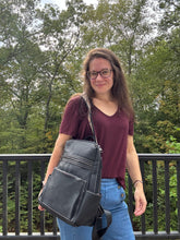 Load image into Gallery viewer, Denim Suede Brooke Backpack + Pouch