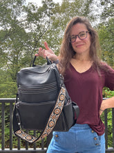 Load image into Gallery viewer, Denim Suede Brooke Backpack + Pouch