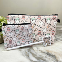 Load image into Gallery viewer, Pouch, Mini Pouch, & Pen Bundled Set - Tooth Dental Hygiene on Pink