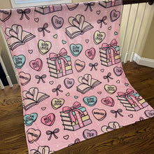 Load image into Gallery viewer, Blanket - Book Hearts Pink