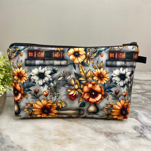 Load image into Gallery viewer, Pouch - Book, Floral on Grey