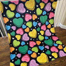 Load image into Gallery viewer, Blanket - Valentine’s Day - Conversation Hearts on Black