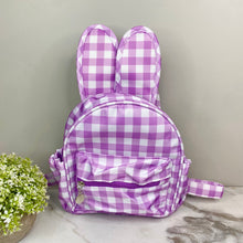 Load image into Gallery viewer, Mini Backpack - Easter - Gingham Bunny Ears - Purple