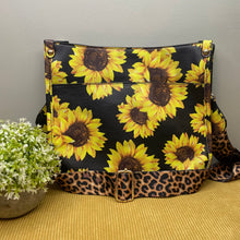 Load image into Gallery viewer, Audrey Crossbody Purse - Sunflowers on Black